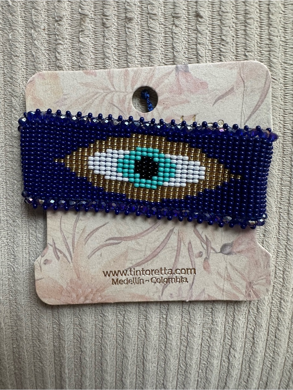 NWT Navy Beaded Eye Bracelet